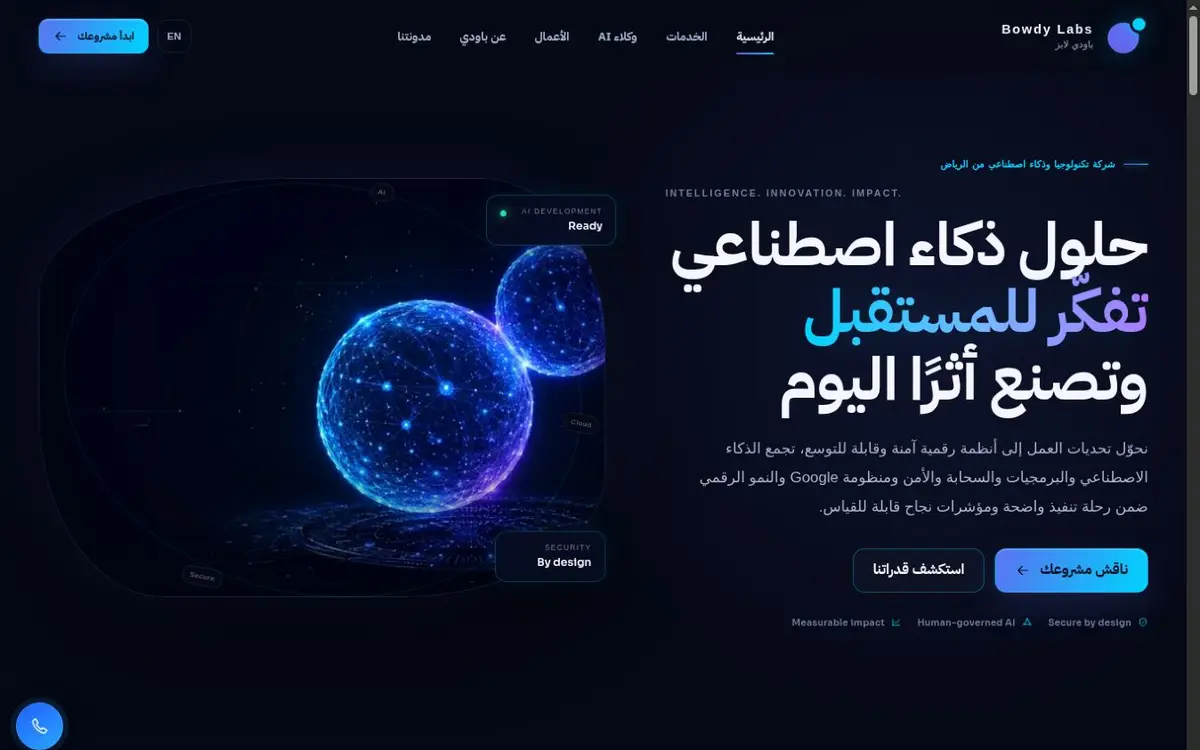 واجهة موقع شركة باودي لابز