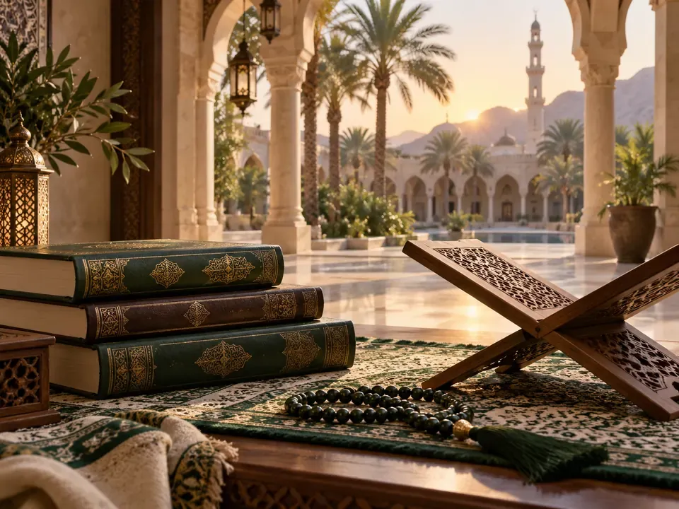 كتب دينية ومصحف في ساحة مسجد