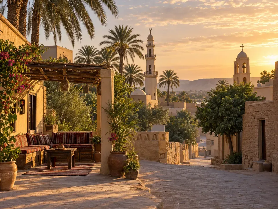 مسجد وكنيسة وديوان في قرية من قرى صعيد مصر
